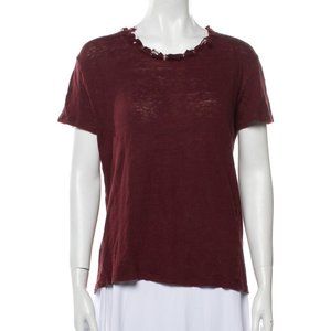 IRO Deep Red Linen Crew Neck T-Shirt, Size: M